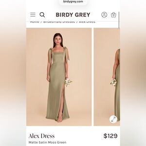 Birdy Grey Alex | Moss Green Matte Satin Dress